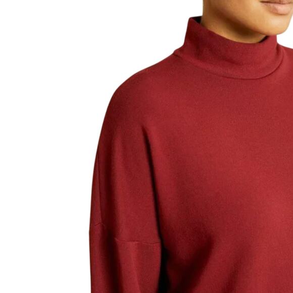 Amour Vert Mulberry Red Aubin Fleece Mock Neck Sweater - Picture 3 of 12